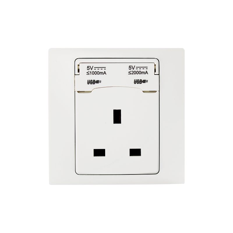 13A 1-voudig stopcontact met 2 USB (2.1A) HK6113S-UB