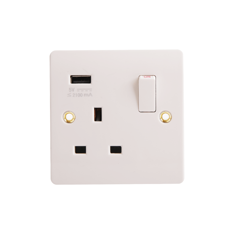 Bakeliet 13A Geschakeld Stopcontact met USB (2.1A) HK6113V-UB